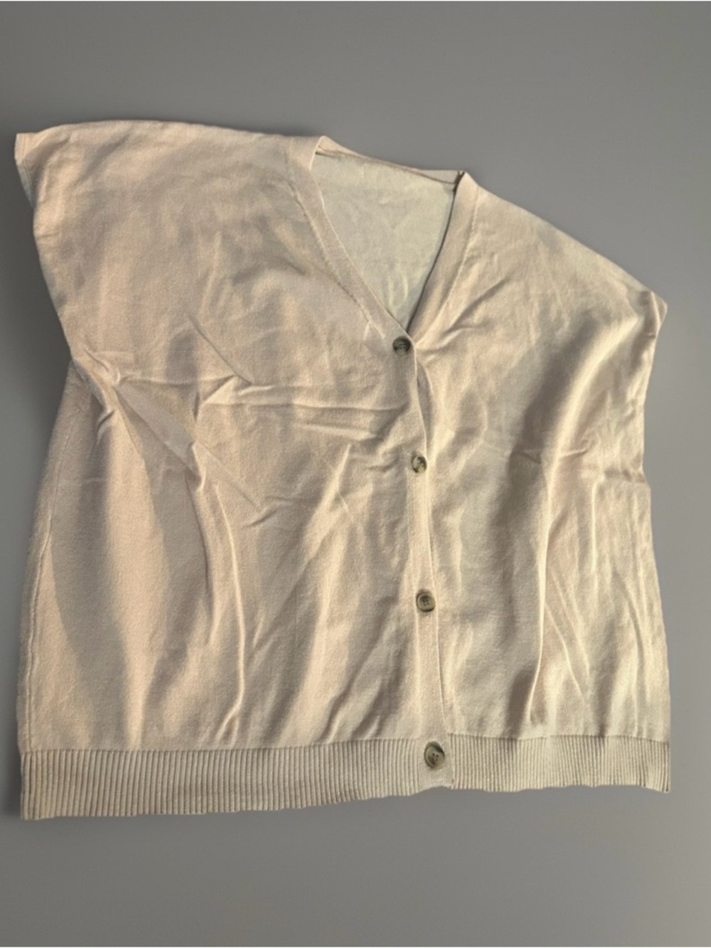 Cream Sleeveless V-Neck Button Cardigan Sweater Vest XL 1X? NWOT